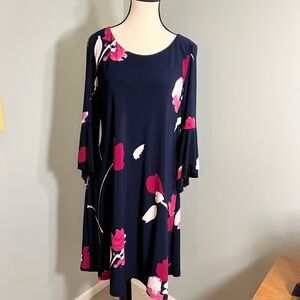 Ralph Lauren Navy and Pink Floral Long Sleeve Dress